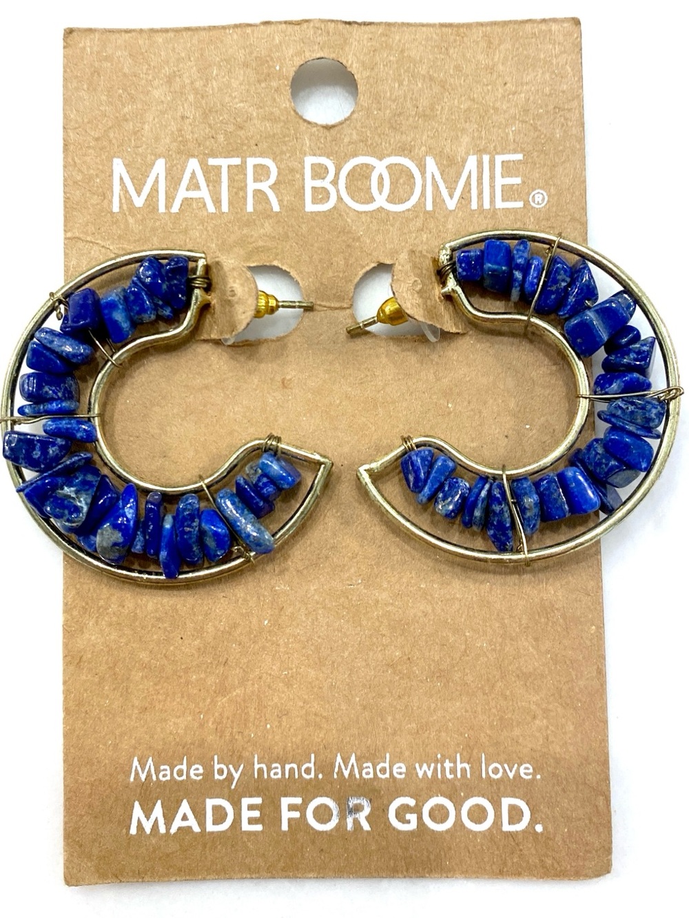 Matr Boomie Lapis Stone Half-Hoop Earrings — Blue